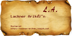 Lackner Arikán névjegykártya